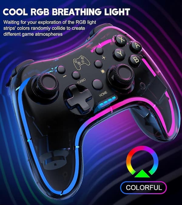 Switch Controller Kompatibel med Switch/Lite/OLED Controller, Switch Pro Controller Med RGB Åndende LED