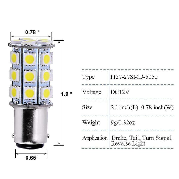 4-pak Ba15d 5050 27-smd Led Bil E Båt Bobil