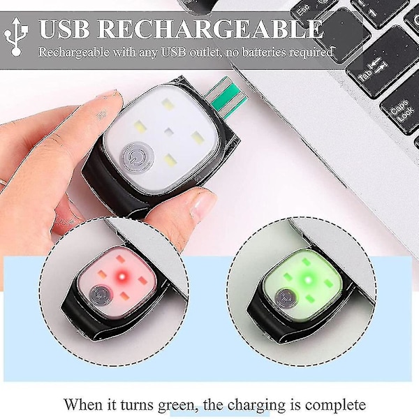 2 kpl Ulkoilu Yöjuoksuvalot Heijastavat USB Ladattavat LED-valot Juoksuvalo Juoksu A