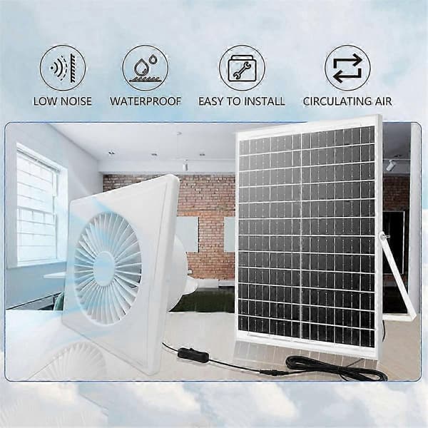 Ventilation Højhastigheds Solcelledrevet Støjsvag Ventilator med 8W Panel Solcelleventilator til Hønsehus, Grøn