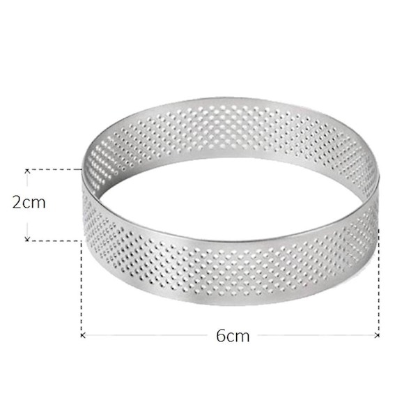 12 stk. 6 cm Tærteforme i Rustfrit Stål, Tærteform, Cirkelskærer, Pieform, Varmebestandig, Perforeret C