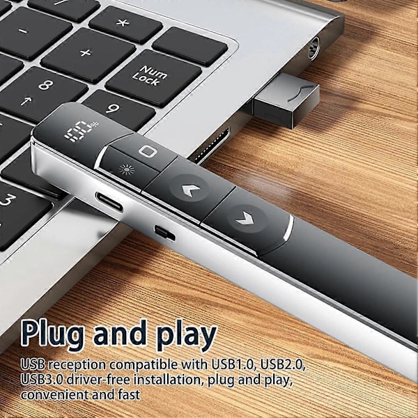 2,4 GHz Trådlös Presenter Fjärrkontroll PPT Sida Vändare USB Infraröd Presenter Penna för Projektor Powerpoint Slide