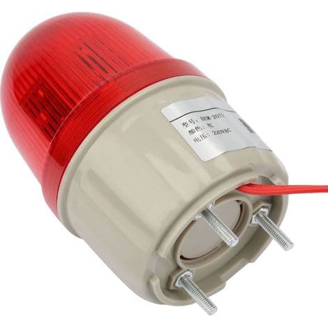 220V 3W LED Strobelys – Rød Blinkende Alarm – Enkel Boltmontering – 75mm Diameter