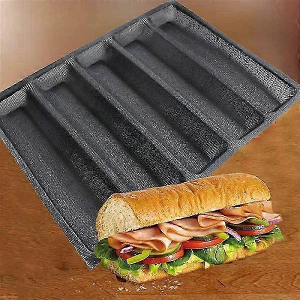 2 stk. Silikone Perforerede Bageforme Sandwichform Franskbrødsform Madmåtte 5 Brød Non-Stick Bageplade