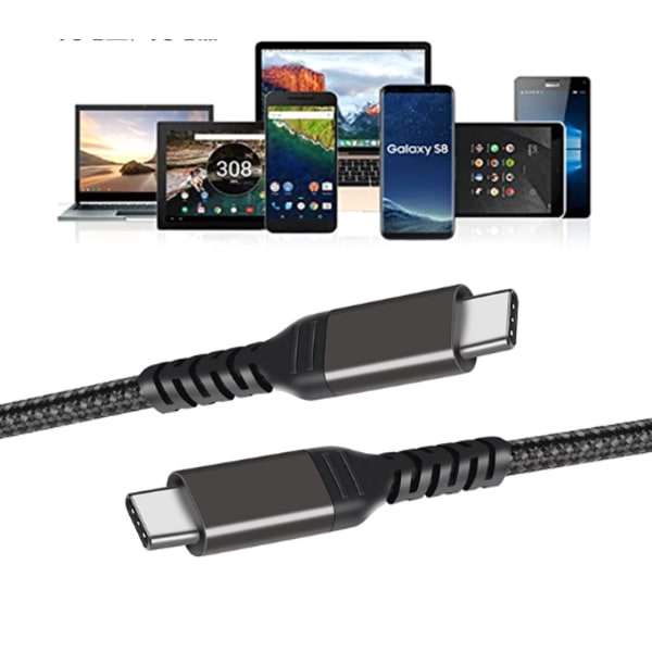 USB-C til USB-C-kabel 5A/20V PD 100W Sort 2 m