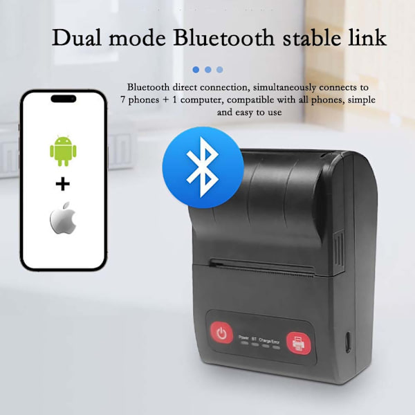58mm Mini Portable Thermal Printer - USB & Bluetooth Connectivity, Compatible with Android, iOS, and Windows