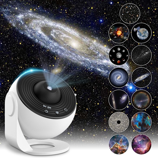 Projektor, lampa, stjärnhimmel i sovrummet, 12 planetskivor, LED-stjärnhimmel, barnprojektor
