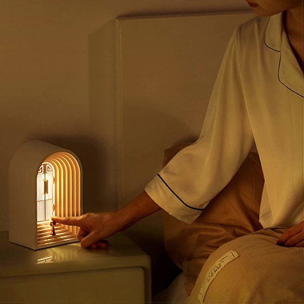 Mini Bluetooth-högtalare med skrivbordslampa - Portabel - Liten högtalare - Dimbar LED-uppspelning, 1200mAh Vit