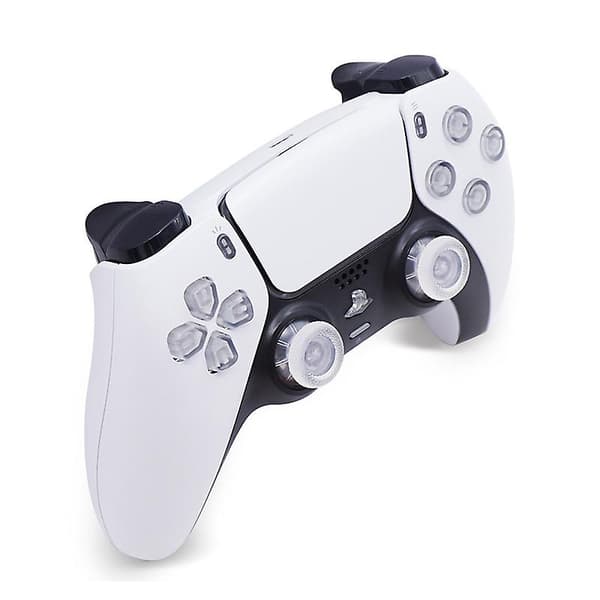 Flerfarvet Belyst Thumbstick til PS5 Controller Share Home Face Button, Sort Klassisk Symbol Button DTF LED Kit til PS5 Controller - Controller N