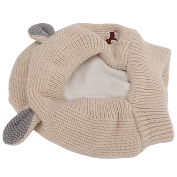 Varm strikket øreklokkehette for store hunder - Beige