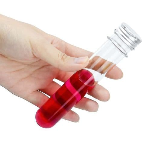 14 provrör i plast, transparenta provrör med skruvlock, 40 ml