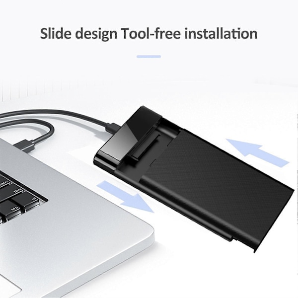 HDD-kotelo Plug And Play 2,5 tuuman työkaluvapaa kannettava kiintolevykotelo suojaava muovinen USB3.1 SATA SSD -kotelo