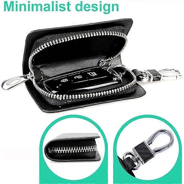 1 Svart Bilnyckel Fob, Läder Bilnyckel Fob, Nyckel Fob Skydd, PU Läder Nyckel Fob Skydd med Bilnyckelring, Mini Myntficka, Nyckel Fob Skydd för W