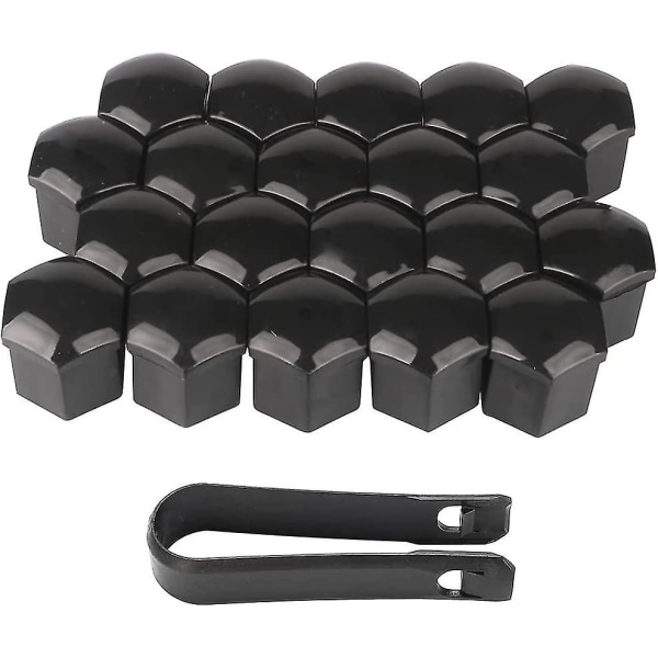 20 st 19 mm cap, hjulbultmutterkåpor, hexagonala däckmutterkåpor (svart)