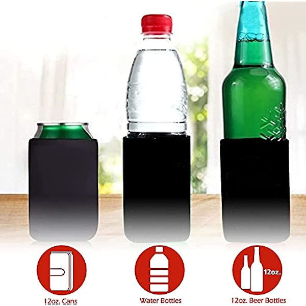 12-pack isolerade dryckesburkar med ölburkskylare - hopfällbara, återanvändbara dryckesburkar med cola-skydd för hem, kontor, bar, födelsedagar, bröllop och fester