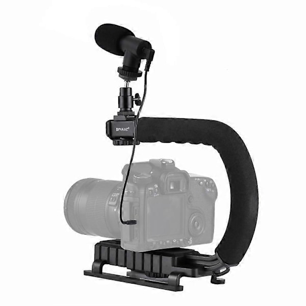 PULUZ PKT3011 Stabilisator Portabel U-formad Rack Med Mikrofon Telefonklämma Svart