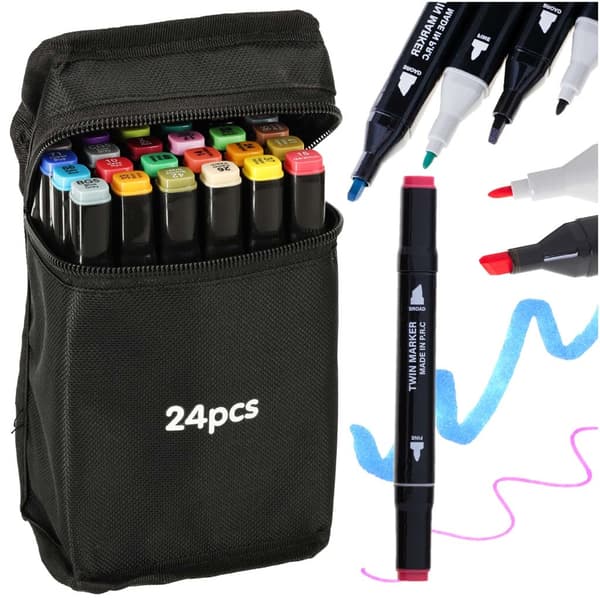 Dual-Sided Alcohol-Based Ink Markers – 24-Pack