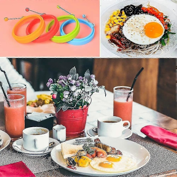 4 st Silikon Äggringar, Non-Stick Äggringar, Äggkokningsringar, Pannkaksringar