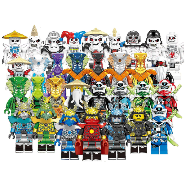 Sæt med 32 stk. Ninja Minifigurer Kai Jay Sensei Wu Master Byggeklodser Legetøj