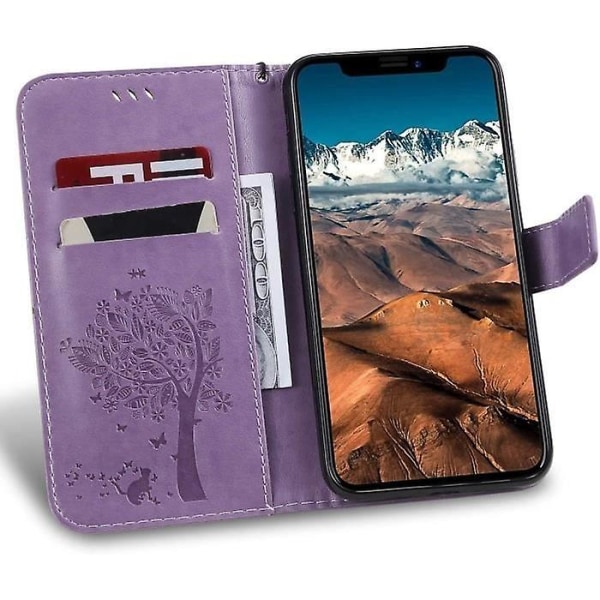 OPPO Reno 6 Pro 5G Etui OPPO Reno 6 Pro 5G Preget Butterfly Blomst Tre PU Lær Lommebok