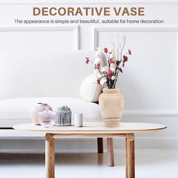 Trävas Dekoration Vardagsrumsbord Massivt Trä Blomflaska Ornament Heminredning