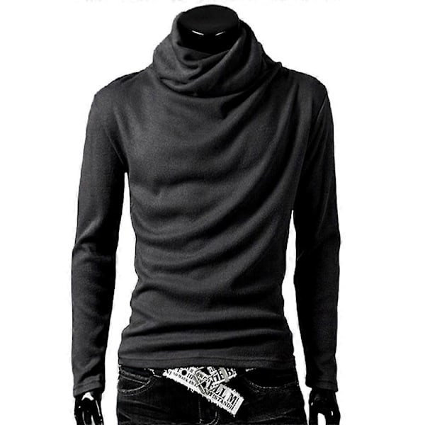 Herr Enfärgad Polokrage Långärmad Basic Toppar Casual Vinter Höst Cowl Neck Pullovrar Stickat