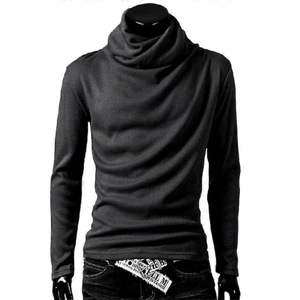 Herre Ensfarget Høyhalset Langermet Basic Topper Casual Vinter Høst Cowl Neck Pullovere Strikkeplagg