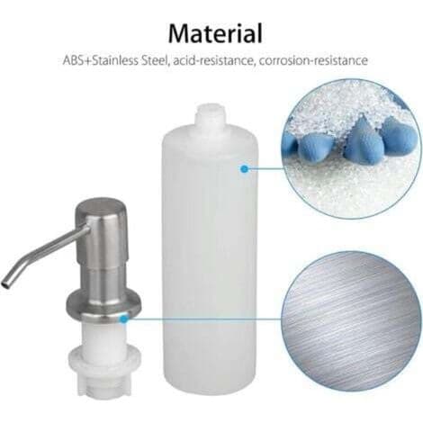 Innebygd flytende såpedispenser med 300 ml flaske, skumsåpedispenser for vask, oppvaskmiddeldispenser for kjøkken, rustfritt stål vaskemiddel D