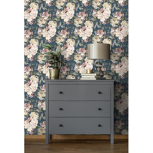 Holden Decor Gardenia Navy Tapet 36072
