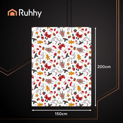 Juleteppe polyester 150x200 cm hvit/flerfarget, maskinvaskbart