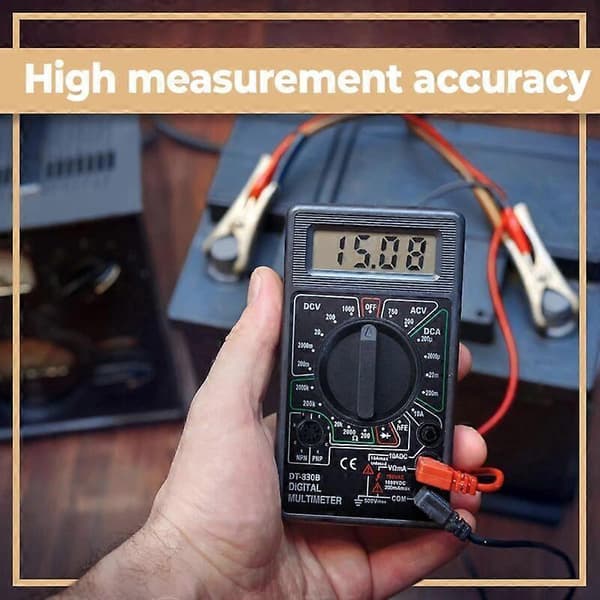 Digitalt multimeter med ohmmeter, ammeter, voltmeter til AC/DC spænding, batterier ikke inkluderet