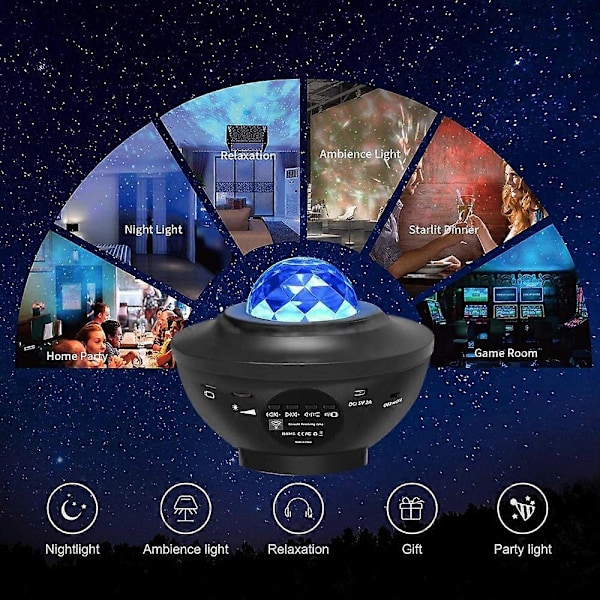 Stjernehimmel Projektor, Led Galaxy Projektor Planetarium Projektor Lampe, Galaxy Projektor Børnenatlampe med Stemme/Bluetooth Kontrol, Led Stjerne Pr