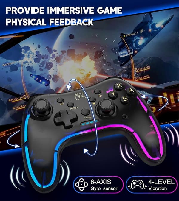 Switch Controller Kompatibel med Switch/Lite/OLED Controller, Switch Pro Controller Med RGB Åndende LED