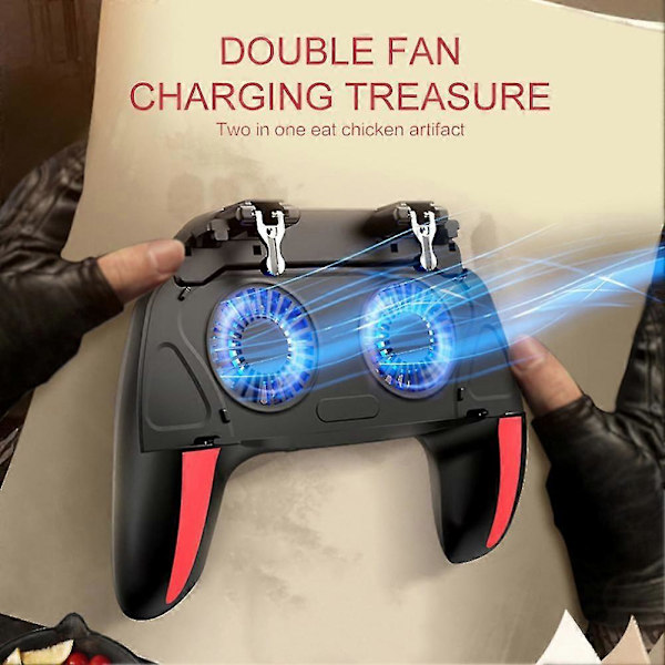 H10 4-Finger Dobbelt Køleventilator Kablet Spilcontroller Joystick Gamepad til Telefon