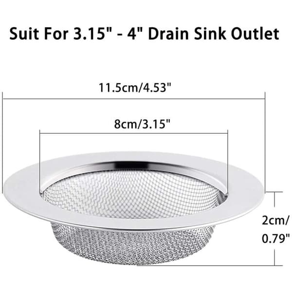 2 STK. Vaskesisi i rustfrit stål, 11,5 cm afløbsfilter, vaskesisi, vaskeskærm, køkkenvaskesisi NPTERBL