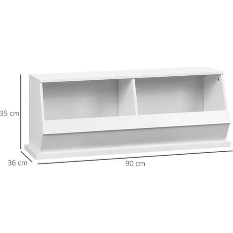 2-roms oppbevaringsenhet i MDF - mål: 90L x 36B x 35H cm - hvit