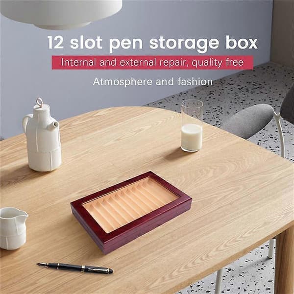Træ Pen Display Box med 12 Slots Pen Box Træ Vitrineskab Organizer