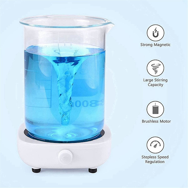 Magnetisk omrörare Mini Lab Stir Mixer Bärbar omrörare Platta med omrörare Bar 2L 4000RPM för Laboratorium W/USB Kabel