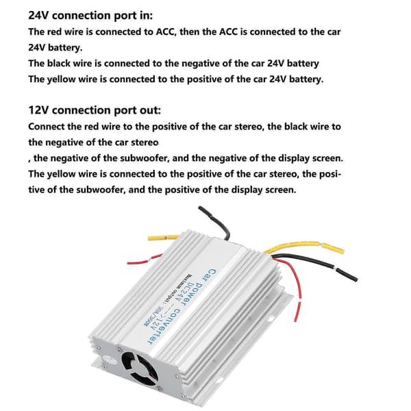 DC 24V til 12V 30A Metall Spenningsregulator Konverter Sølv