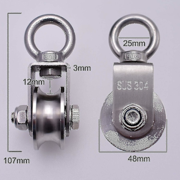 Nostohihnapyörä 500 kg, 2 laakerilla, kaapelipyörä, 48 mm pyörä