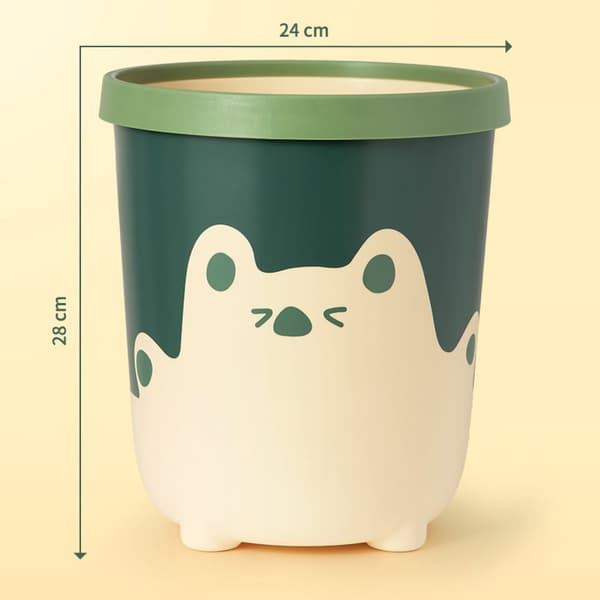 Cute Bear Pattern Trash Can - Large Capacity for Bathroom, Bedroom, Kitchen, Living Room (Yellow)