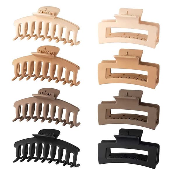 8-pack Hair Clips Pastel Beige Brown Black