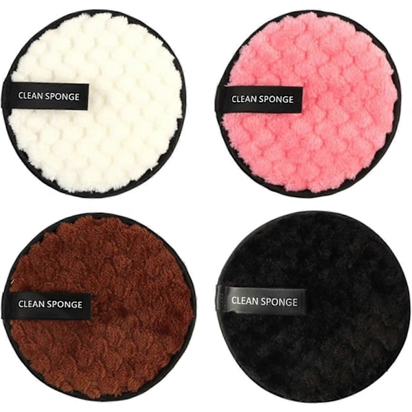 Återanvändbara Sminkborttagningspads Sminkborttagningspuff Tvättbar Miljövänlig Mikrofiber Bomull Sminkborttagningsduk (4 st)