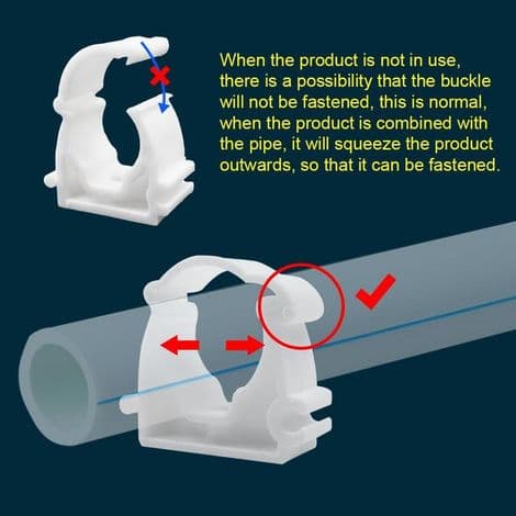 Förpackning med 42 rörklämmor, 16 mm innerdiameter, vit PPR-baksida, för vatten- och gasrör