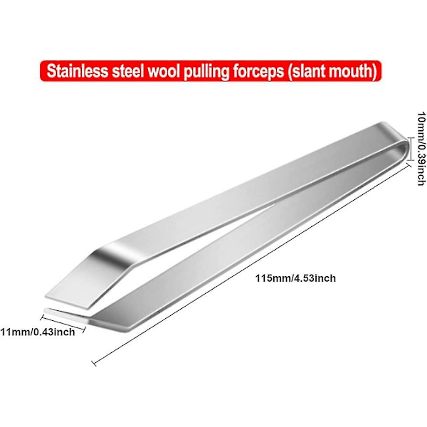 Fiskbens-pincett i rostfritt stål, benavdragare i rostfritt stål, verktyg för att ta bort fiskben, grisborst, fiskskal (silver) (2 st)
