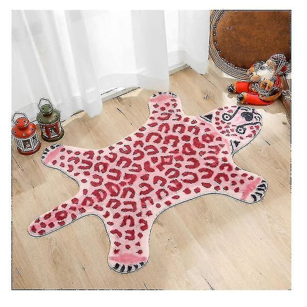 Badematterugger Rosa Imitasjon Leopardmønster Rug Antislipp Matte Vaskbar Dyreprint Teppe