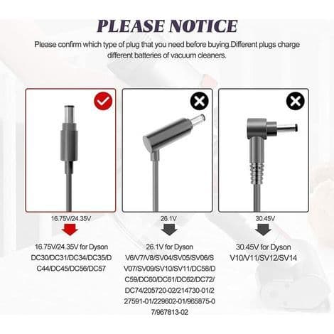 Dyson-laddare kompatibel med DC30 DC31 DC34 DC35 DC44 DC45 DC56 DC57 - 16.75V/24.35V Dyson dammsugarbatteri