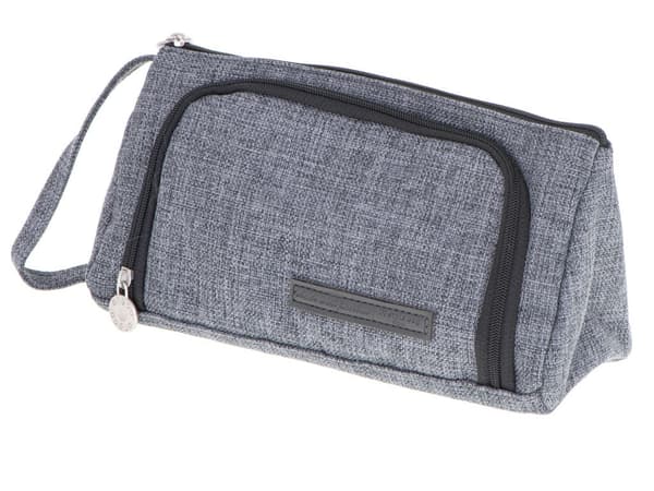 Pencil case 2 compartments with zipper 22x7x10 cm, spacious with inner pockets