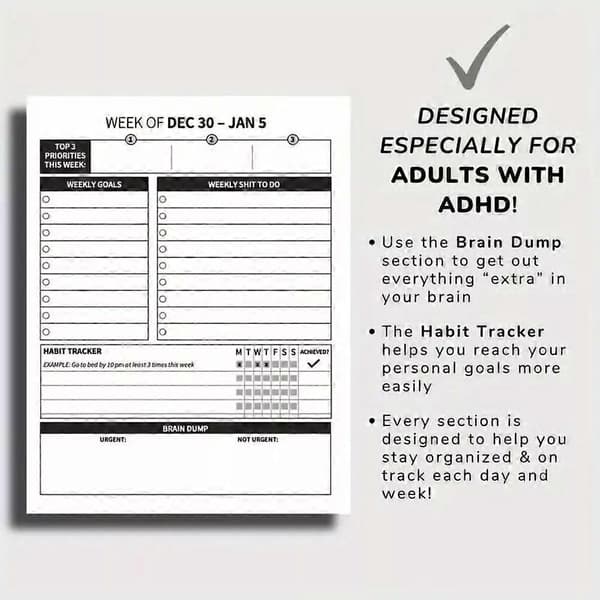 ADHD Planlegger 2025 Morsom ADHD Daglig Planlegger Tidsstyringsplanlegger For Voksne
