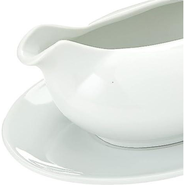 Saucer & Gravybåd Formet Krukke Keramik Hvid 550ml Ideel til Servering af Sovs